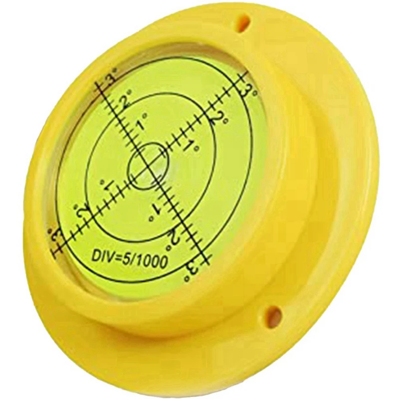 Nível de bolha redondo, nível de espírito circular de alta precisão 90x17mm com 3 furos de montagem, ferramenta de instrumento de medição