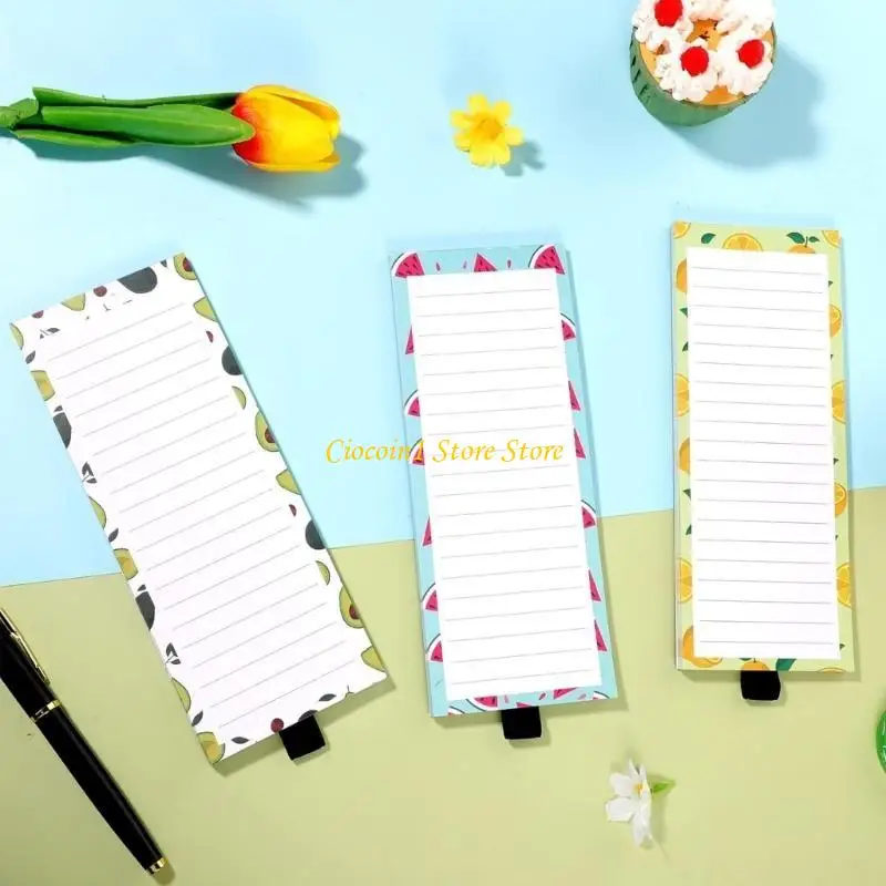 A3PC Kitchen Fridge Memopad Fruit Print Writing Pad Notepads Reminder On Fridge for Grocery List Shopping Lists