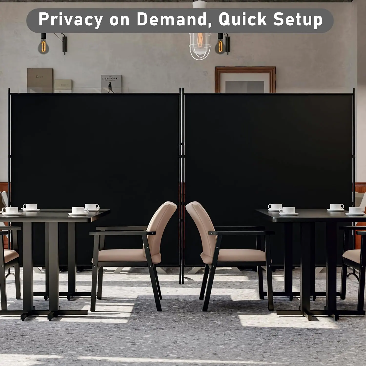 Large 2-Panel Room Divider Screen, 126''W x 71''H Portable Privacy Partition for Office, Home & School