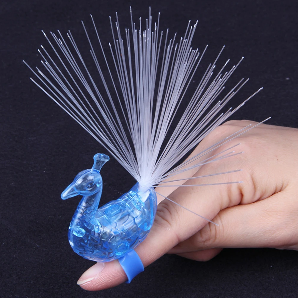 

20pcs Peacock Finger Light Toy Fiber Optic Kids LED Gifts Decoration Festival Accessories