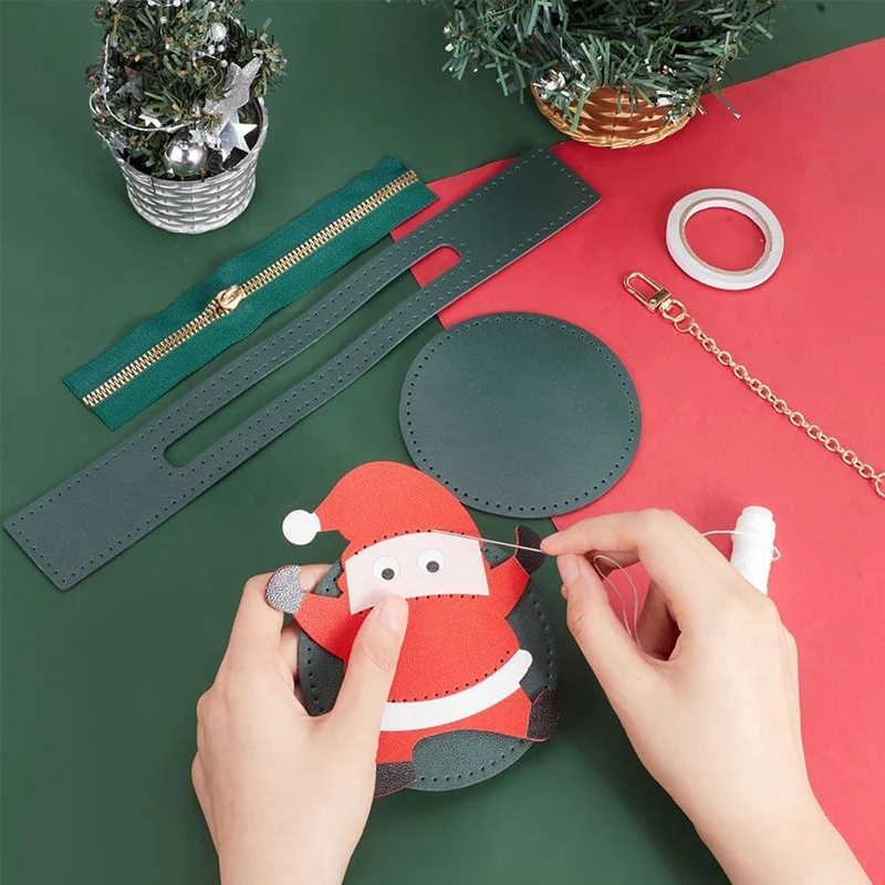 DIY Coin Purse Making Kit, DIY Crafts Lovely Change Purse Sewing Materials DIY Round Purse, Santa Claus Easy To Use