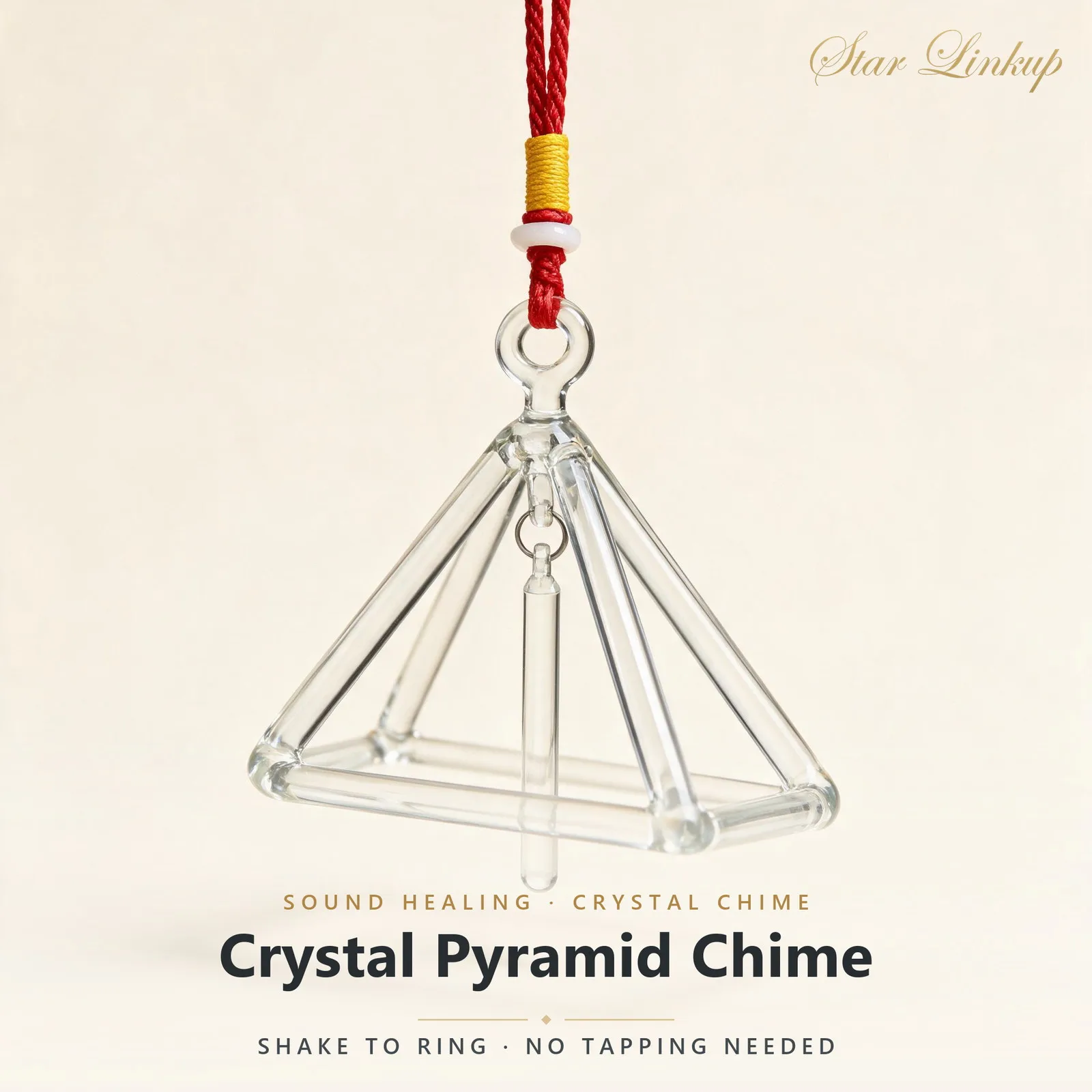 3-inch upgraded version Clear Quartz Crystal Singing Pyramid For Sound Healing Instrument And Meditation With Free Mallet bol