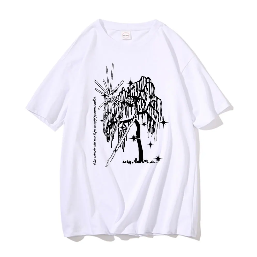 Rapper Ecco2k Drain Gang Aloegarten Tree Logo Print T Shirt Men Women Fashion Hip Hop Tees Men\'s Oversized T-shirt Bladee Tshirt