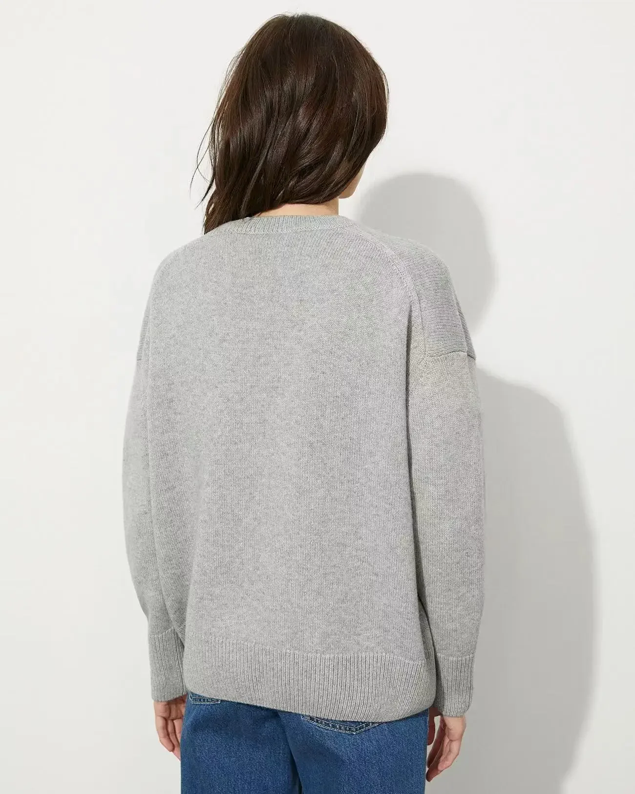 Jersey de cuello redondo para mujer, Top de punto liso, suave y cálido, suéter grueso de manga larga, color gris y rojo, novedad de otoño e invierno, 2024