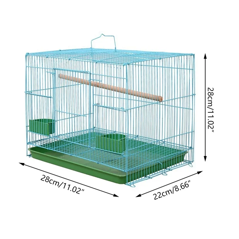 Wire Rectangular Small Cage for Small Birds and Canaries Rekord Equipped Feeders