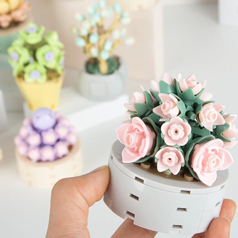 Bouquet Moc Block Flower Succulents Potted Building Blocks FIT for 10309 Romantic Kit Assembly Bricks Toys For Kids Girls Gift