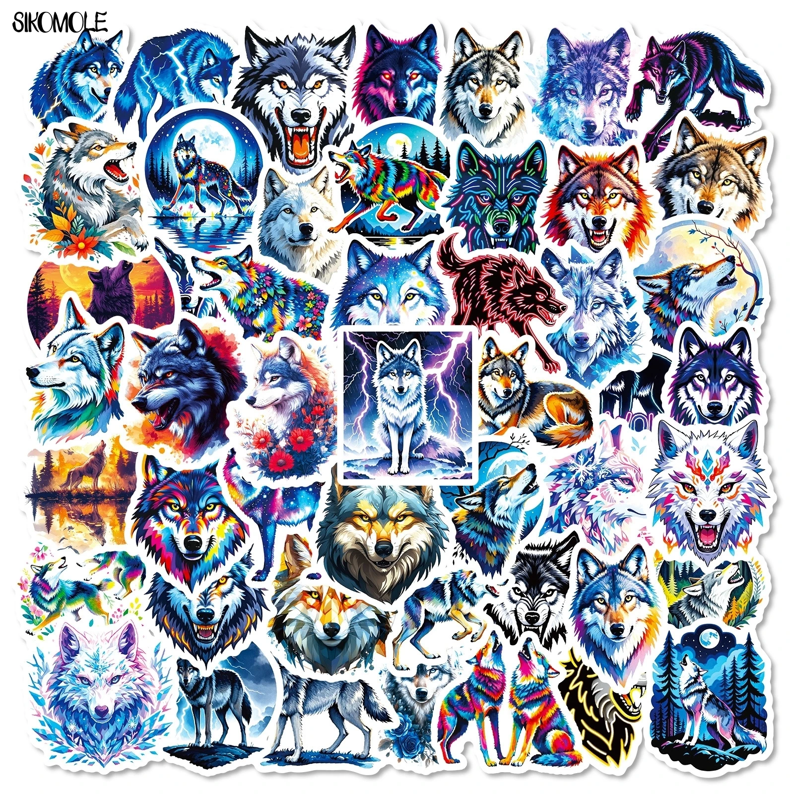 10/56PCS Cartoon Grasland Wolf Graffiti Aufkleber Ästhetische Tiere DIY Sammelalbum Laptop Stationäre Koffer Aufkleber Aufkleber Spielzeug