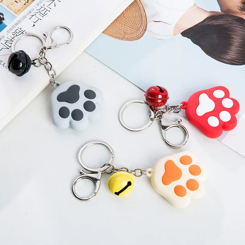 Creative Car Keychain Key Ring Cute Cat Claw Soft Glue Bell Auto Interior Accessories Pendant Ring Mobile Phone Shell Pendant