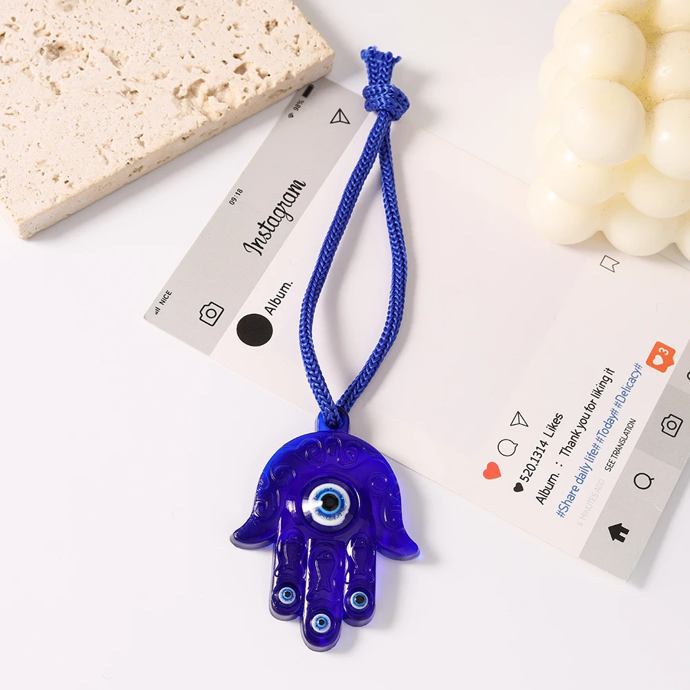 Aihua Bohemia Glücksbringer Türkisches Böses Auge Schlüsselanhänger Hamsa-Hand Blaue Glasperlen Schlüsselringe für Damen und Herren Taschenanhänger Deko-Geschenke – Detail 9