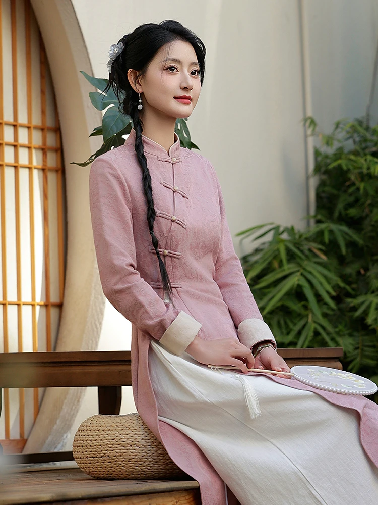 

Pink New Chinese Sle 2025 New Tea Costume Women's Zen Artistic Sle Dr Can Be Worn to Work Daily