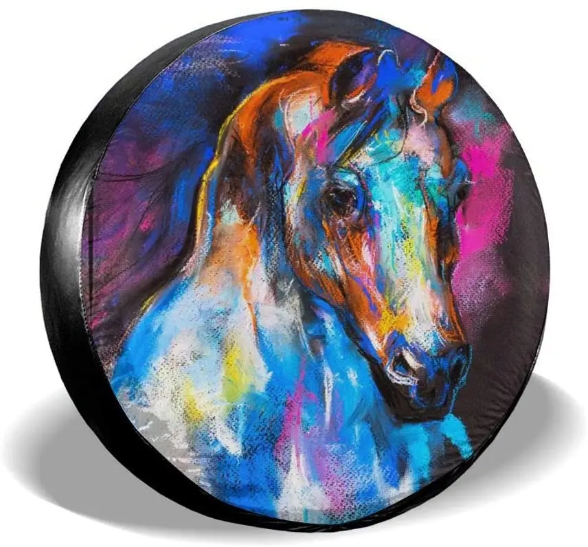 

Foruidea Color Horse Spare Tire Cover Waterproof Dust-Proof UV Sun Wheel Tire Cover Fit for ,Trailer, RV, SUV and Many