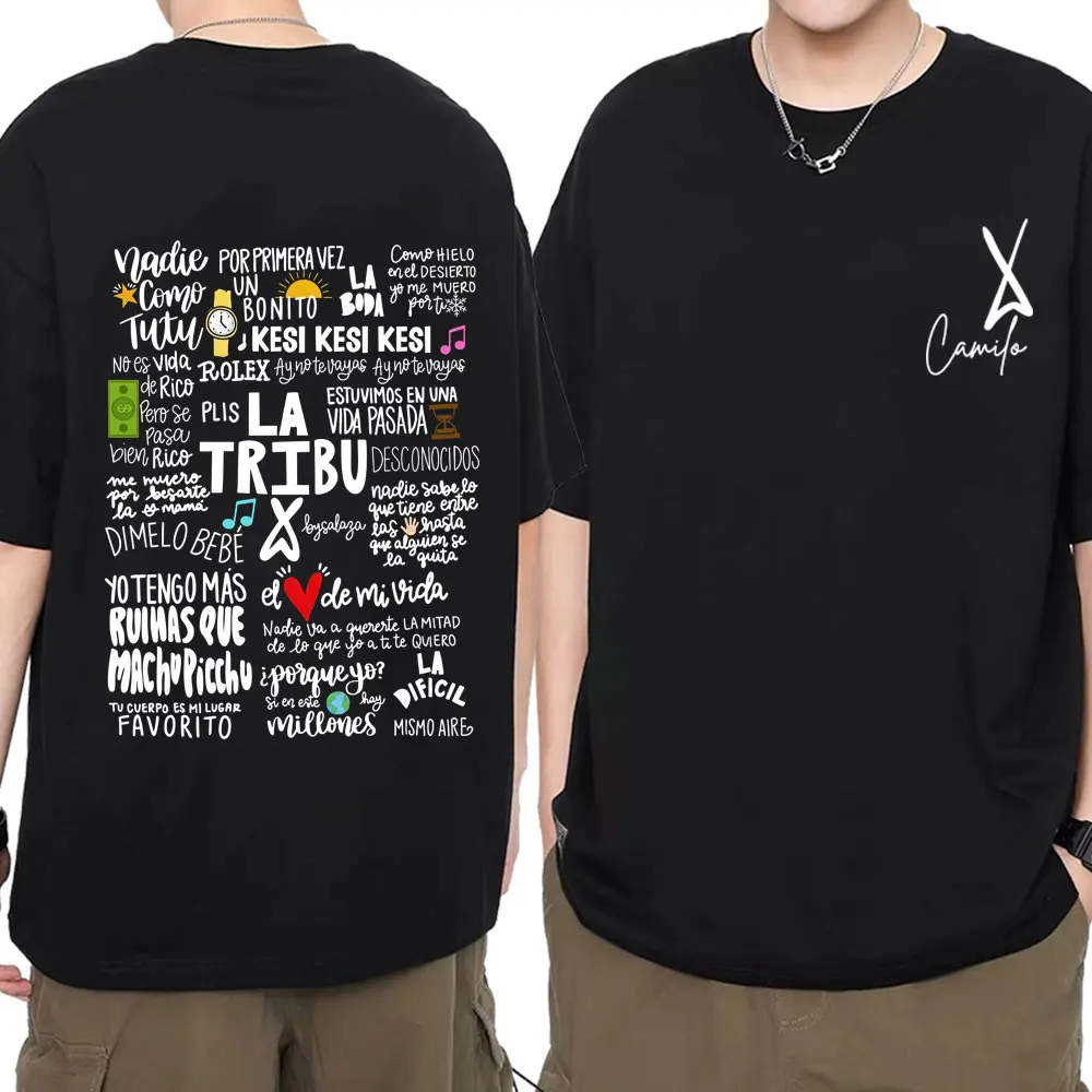 Cantante Camilo La Tribu álbum letras cubierta camiseta Unisex moda Vintage tendencia camisetas hombres gran oferta camisetas Tops