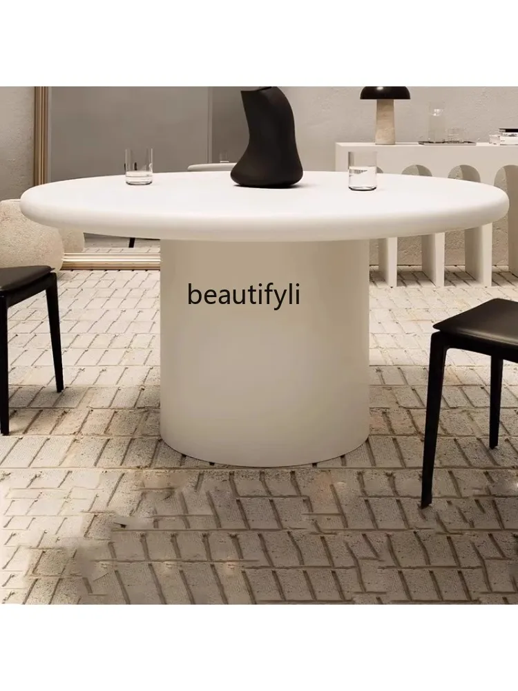 Dining Table Natural Marble Australian White Sand Designer Villa Mansion round Dining Table Nordic Reception Table furniture