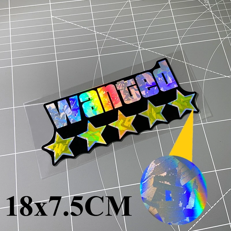 1PC Five Stars Wanted Motorrad Aufkleber Wasserdicht für DIY Motorrad Helm Box Roller Körper Auto Fenster Universal Vinyl Aufkleber