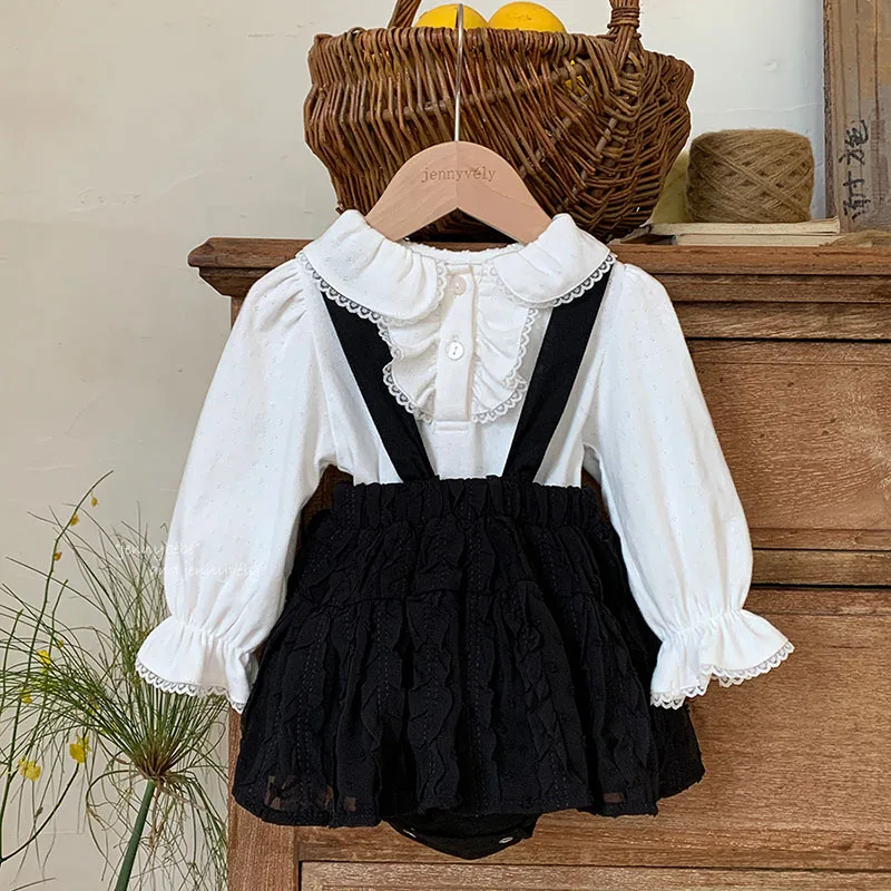 

Новинка 2023 года, осенний комплект одежды для маленьких девочек, хлопковая футболка с длинными рукавами, комбинезон без рукавов, костюм одежды для маленьких девочек