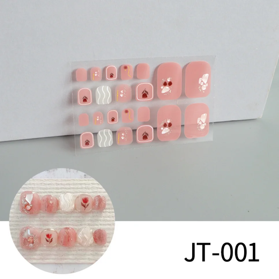 1Pcs New Toe Nail Stickers 3d Laser Stamped Gold Diamond Nail Stickers Summer Fresh Toenails Waterproof Stickers Nail Decals