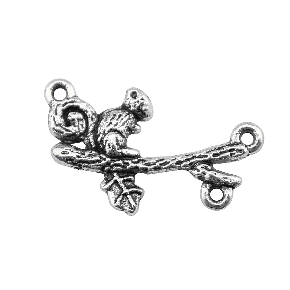 WYSIWYG 10pcs 22x14mm Pendant Squirrel Branch Squirrel Charm Pendants Antique Silver Color Branch Squirrel Pendants