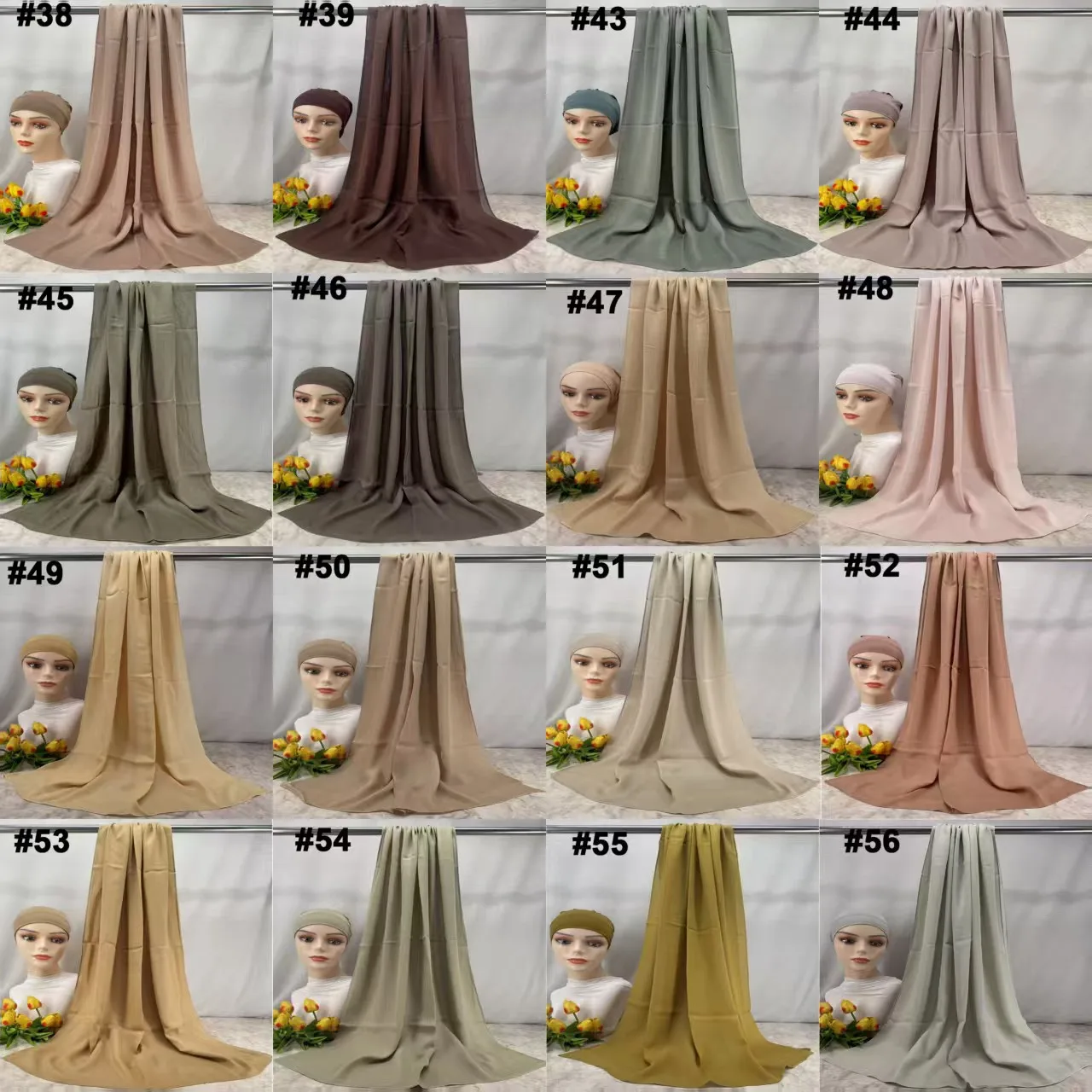 110colors Modal Hijab with Modal Undercap Set Basic Stretchy Pullover Headscarf Thin Breathable Sunscreen Head Wrap Hijabs Scarf