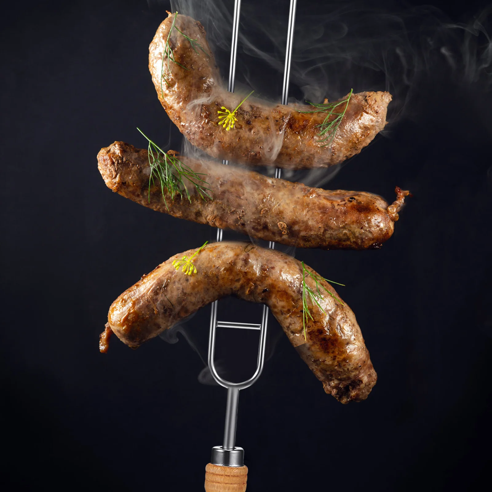 

8Pcs Premium Stainless Steel Barbecue Skewers Wooden Handle Kabob Sticks Easy Clean Firm Grip Outdoor Activities