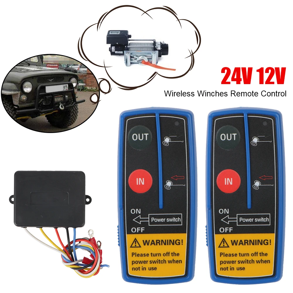 24V 12V Trailer Winch Remote Control Electric Wireless Switch Controller Accessories For Jeep ATV SUV Truck Autotruck Universal