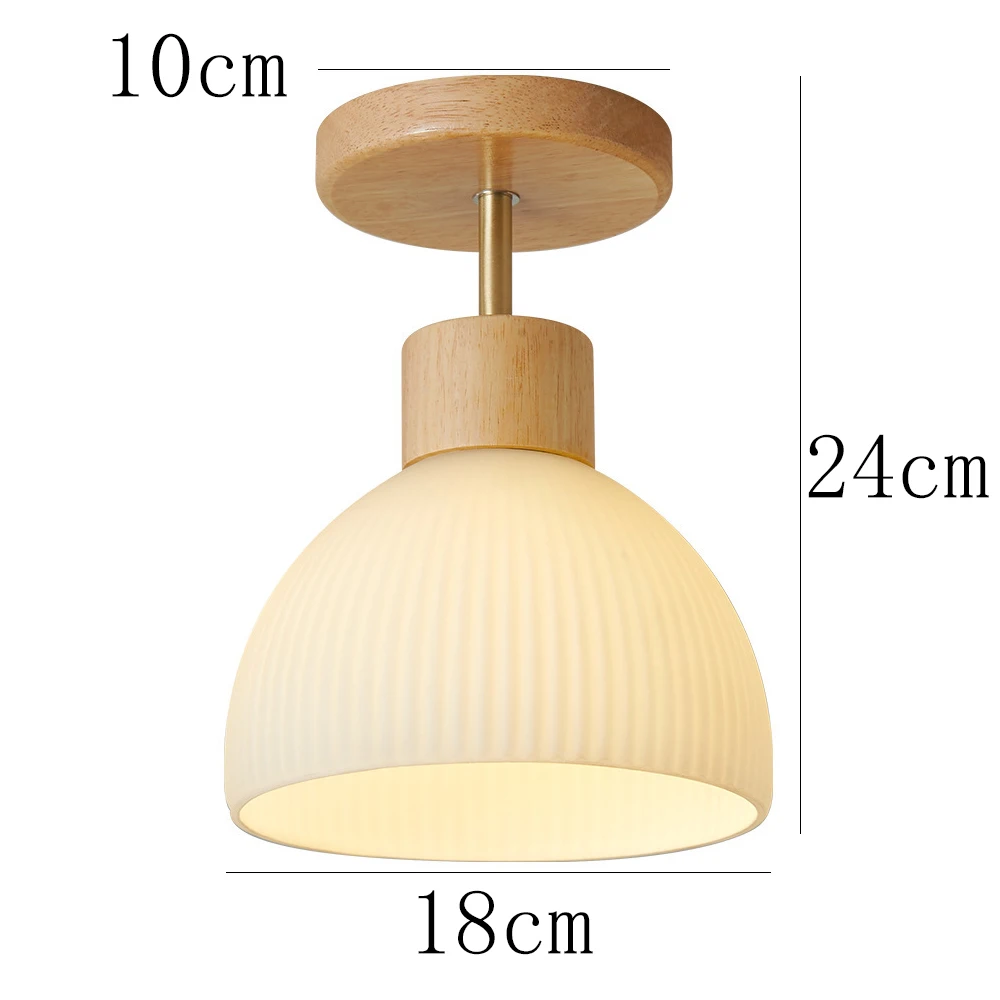 Wood Glass Led Corridor Ceiling Lamp for Aisle Corridor Cloakroom Chandelier Nordic E27 Rest Area Light Fixtures Balcony