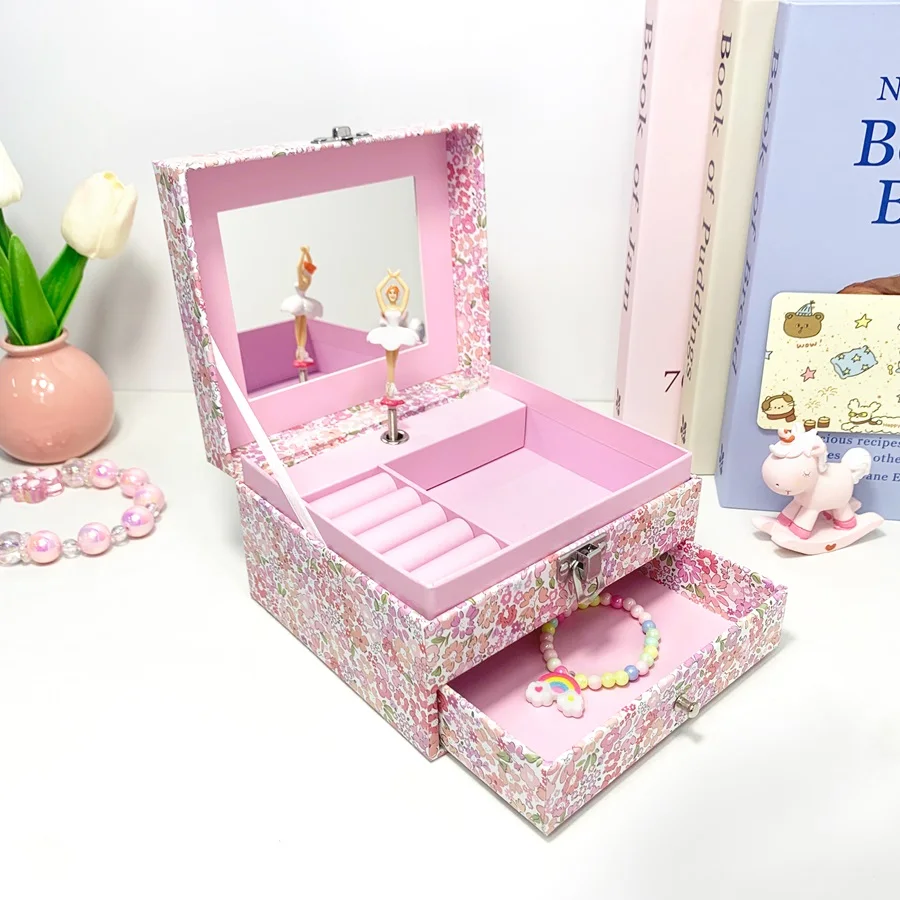 

Musical Jewelry Box Flower Design Jewelry Set Packaging Box Wedding Gift Box Kid Birthday Party Gift Display Storage Box S091