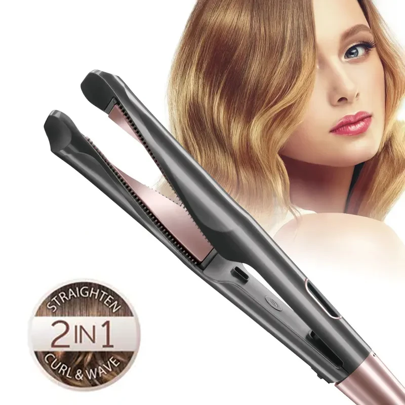 Factory Custom Ceramic PTC Hair Curler Twist Hair Curling Straightening Iron Wet Dry  2 in 1 Salon Spiral