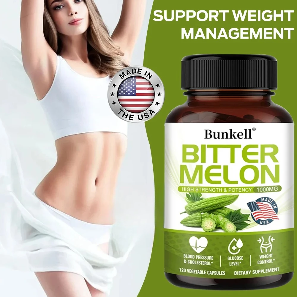 Bitter Melon High Strength and Potency 1000mg Capsules Supports Healthy Blood Pressure and Cholesterol, Glucose Levels