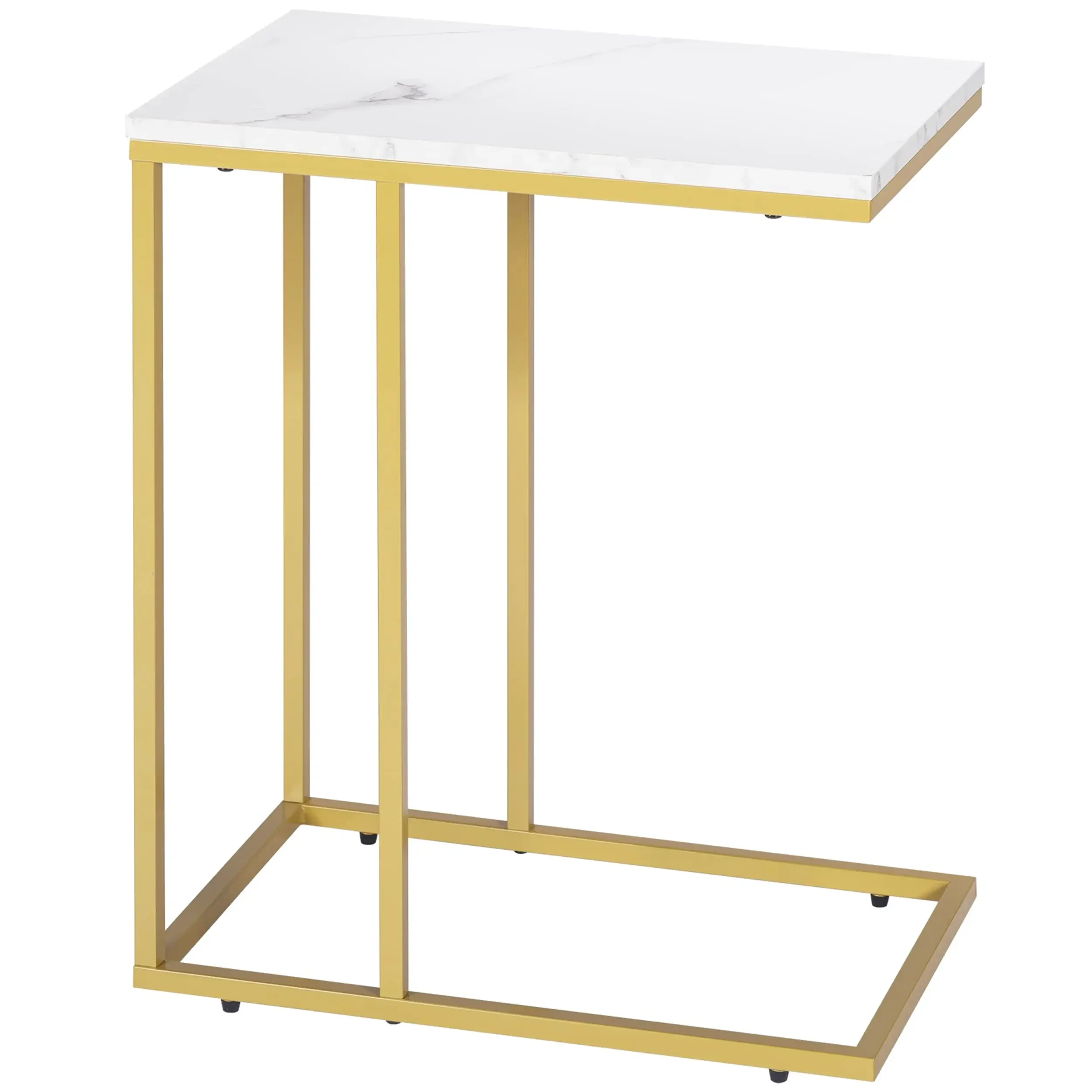 

Modern C Shaped Marble Coffee Table with Gold Metal Frame for Living Room Bedroom