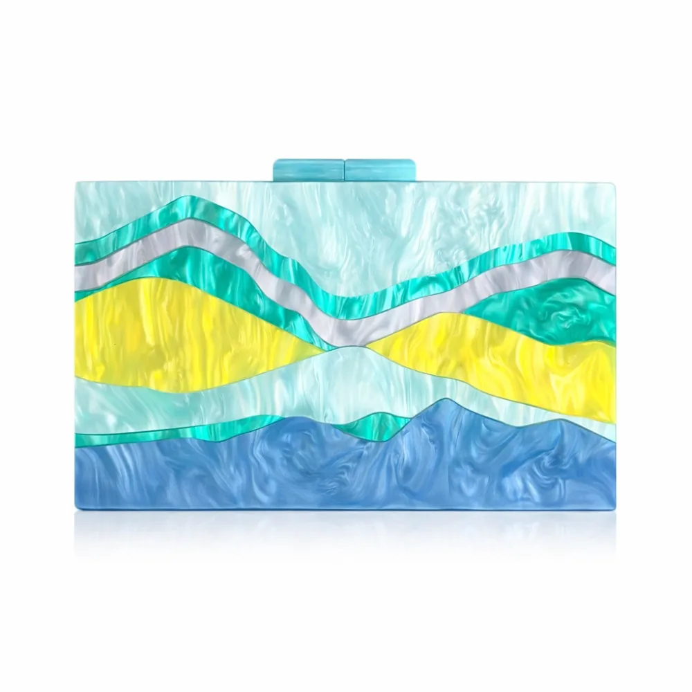 Stylish Women's Clutch Macaron Color Block Acrylic Dinner Bag, Cross-body Handbag, Suitable for Banquets and Party