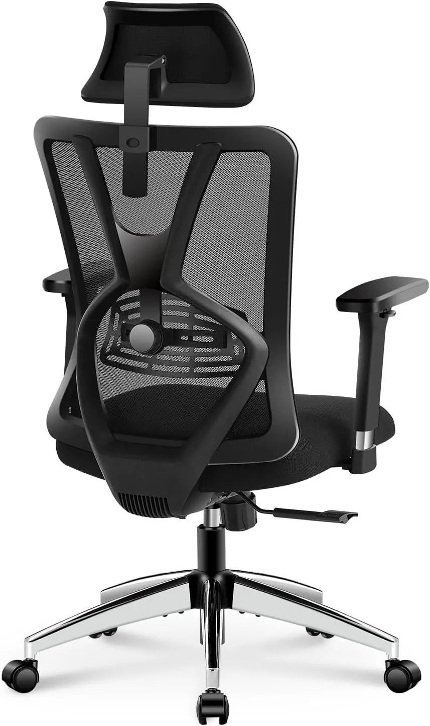 

Ergonomic Office Chair - High Back Desk Chair with Adjustable Lumbar Support & 3D Metal Armrest - 130°Reclining & Rocking