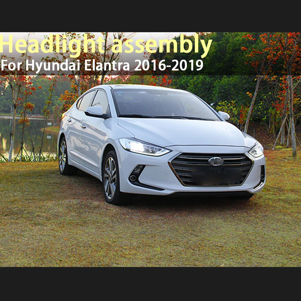 

Фара для Hyundai Elantra, светодиодная фара 2016-2020, фары Elantra DRL, указатель поворота, дальний свет, линза проектора «ангельский глаз»