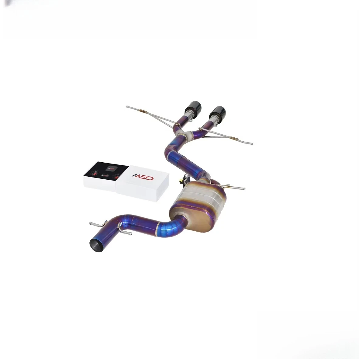Purple Burnt High Performance Titanium Exhaust Pipes, Precise Installation R20 Style Exhaust Upgrade for VW Golf MK6 GTI 2.0T