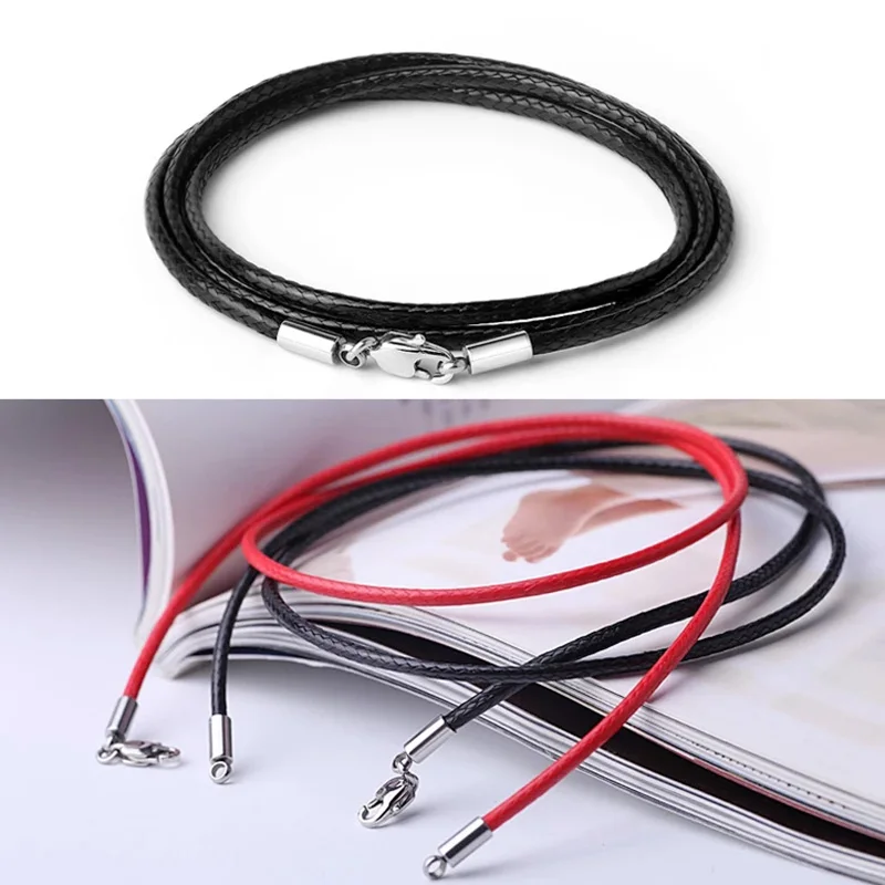 Braided Leather Cord for DIY Lanyard Pendant Necklace Making String Rope Thread Jewelry Making Stainless Steel Lobster Clasp