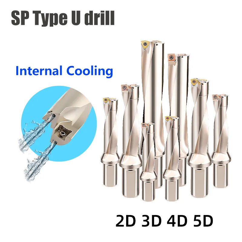 

SP Type U Drill 2D 3D 4D 5D Metal Drill Bits 10mm-38.5mm Indexable U Drill Internal cooling for SPMG insert Machinery Lathes CNC