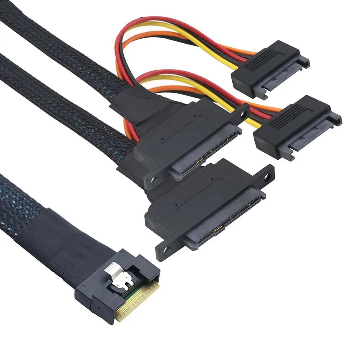 

[VALUE PACK]PCI-E Slimline SAS Inclusive Scoop-Proof Anti-Misplug SFF-8654 8i 74P to SFF-8639 U.2 + 15P with Right Left Holes