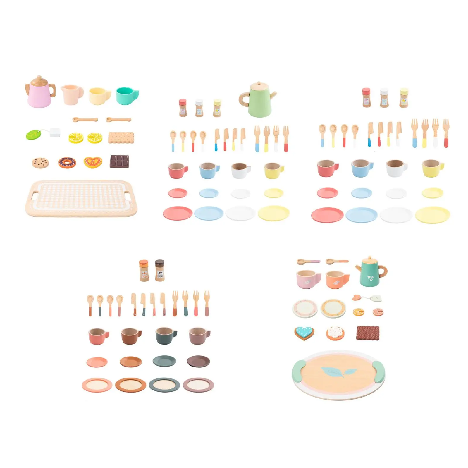 Juego de fiesta de té para niños, juguetes de madera para niñas de 2, 3, 4, 5 y 6 años, juego de té de la tarde, accesorios de cocina para juego de imitación de princesa