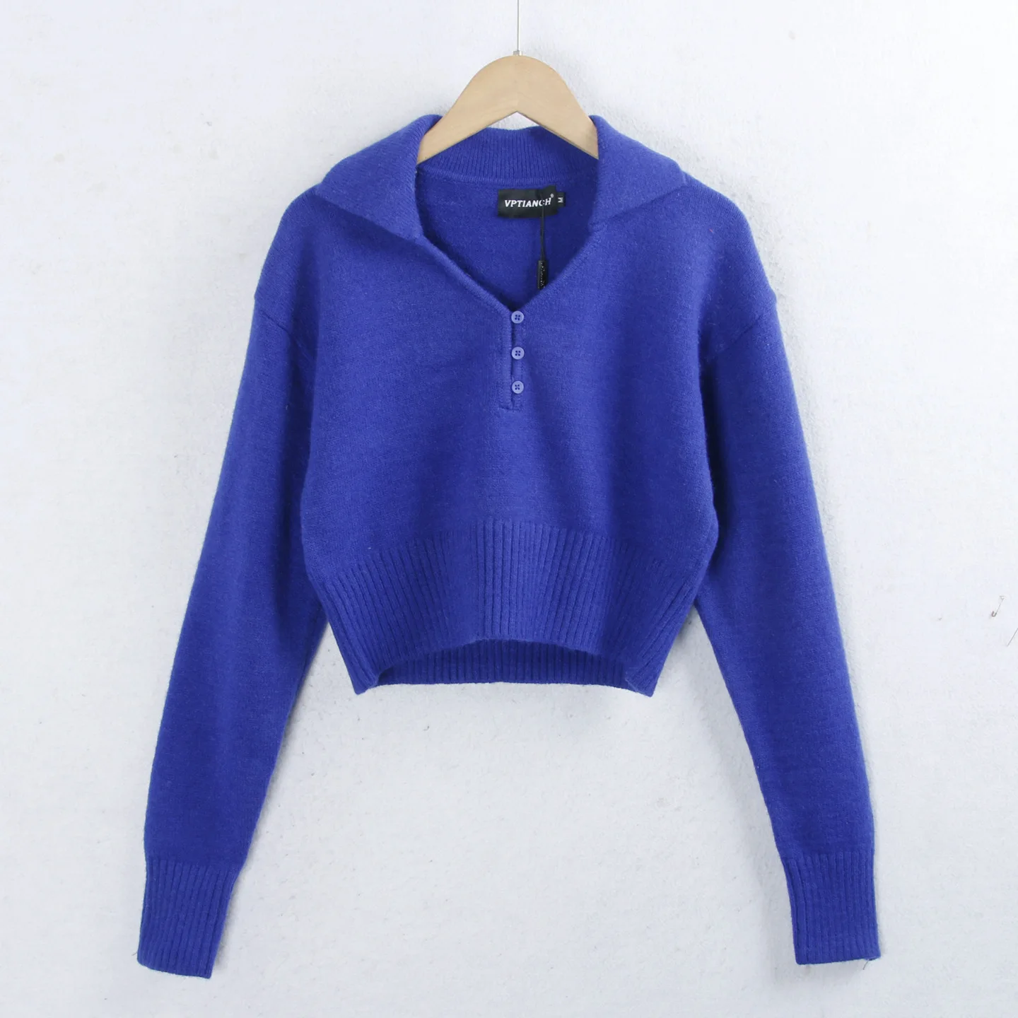 

Faionable ort Svel Knitted Sweater Women's Casual Sle Tight Fit Top Autumn Winter Flip Collar Button up Outerwear