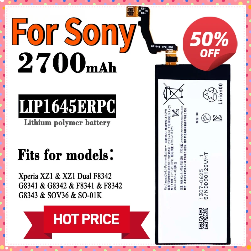3.85V/2700mAh Battery LIP1648ERPC for Sony Xperia XZ1 Compact TD-LTE, SO-02K, Lilac, G8441, PF41 G8342