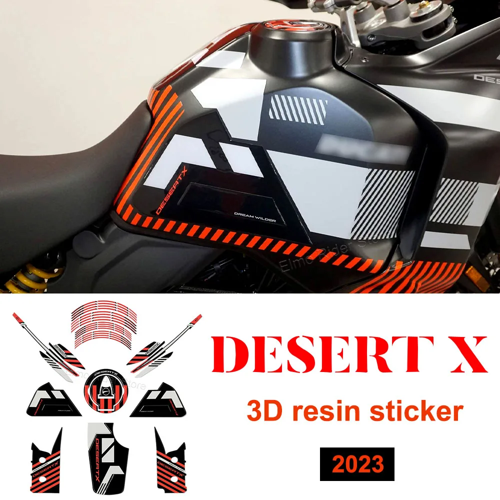 

For Ducati DesertX Desert X RR22 2023 Motorcycle 3D Gel Epoxy Resin Sticker Tank Pad Waterproof Anti-scratch Protection Kit