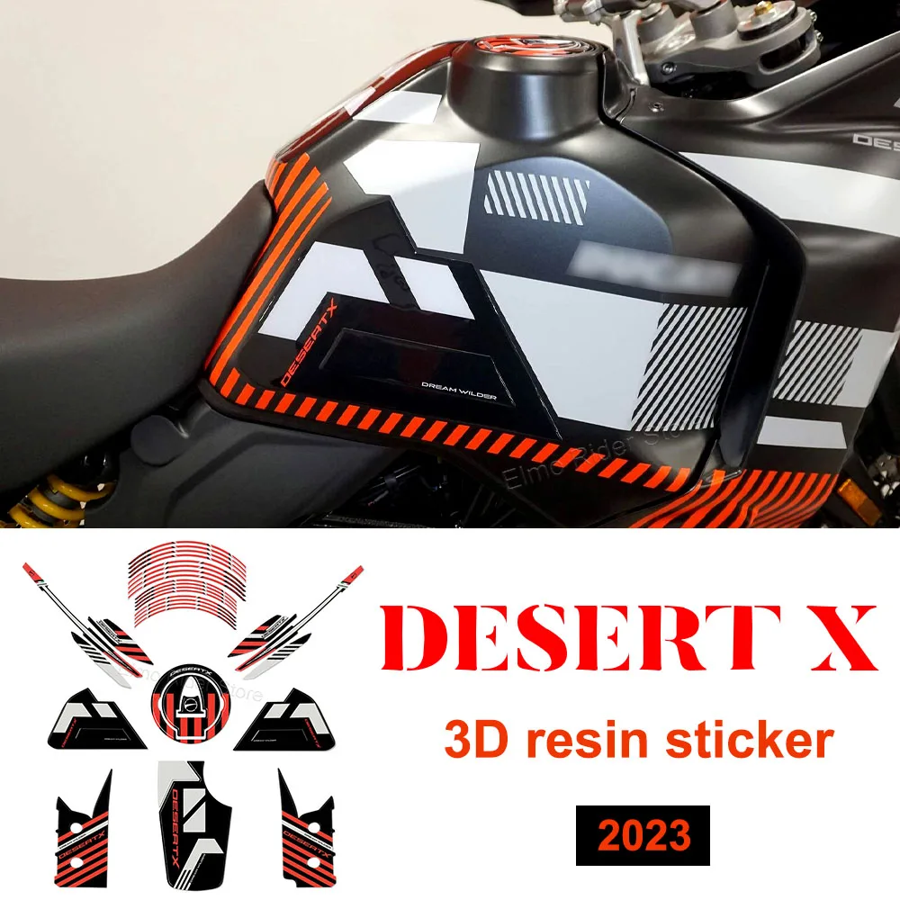 For Ducati DesertX Desert X RR22 2023 Motorcycle 3D Gel Epoxy Resin Sticker Tank Pad Waterproof Anti-scratch Protection Kit