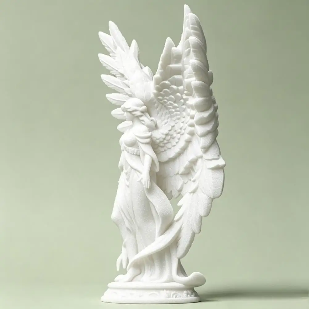 Sanfte Engel-Dekoration 3D-Gedruckte Engelfigur mit Flügeln Weiße Matte Skulptur Minimalistische Statue für Heim- und Bürodekoration