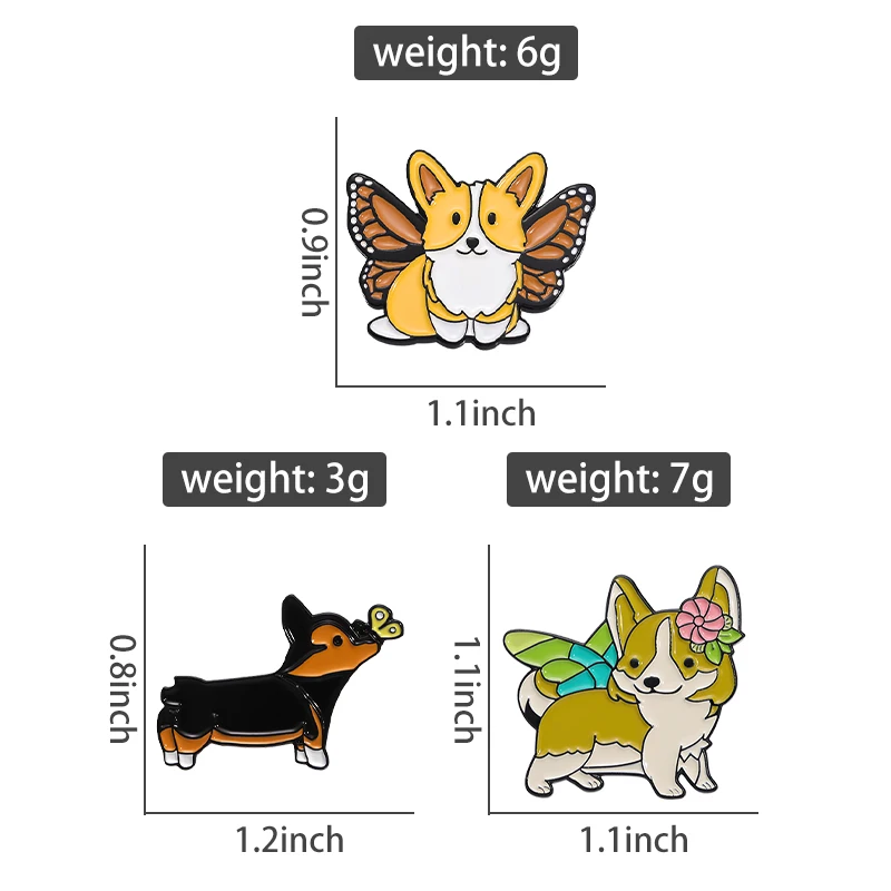 Pines de esmalte de colección Corgi de patas cortas, broches divertidos de dibujos animados para mascotas, mochila, sombrero, insignia de solapa,