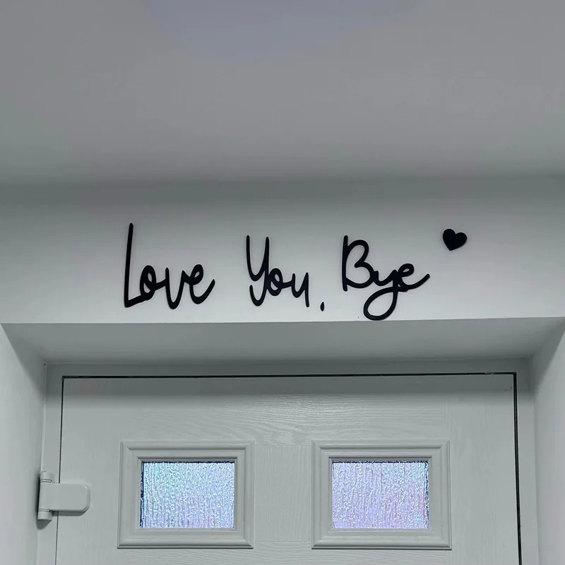 Letrero Love You Bye sobre la puerta, decoración de pared, arte, decoración de escritura de madera para puerta, hogar, regalo de boda de San Valentín