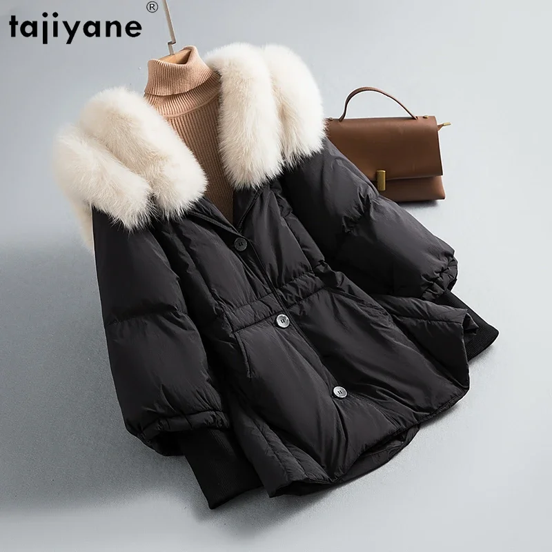 Tajiyane Winter Coats for Women 2023 Casual 90% White Goose Down Jacket Fox Fur Collar Mid-length Parkas Chamarras Para Mujer