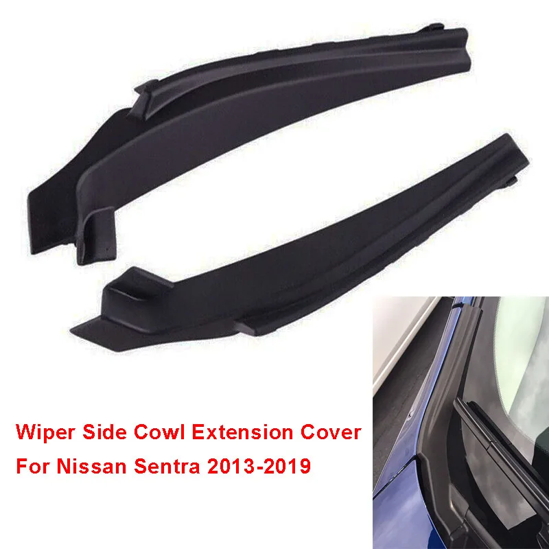 Pair Black Front Wiper Side Cowl Extension Cover Left& Right Plastic 66894-3SG0A 66895-3SG0A Fit For Nissan Sentra 2013-2019