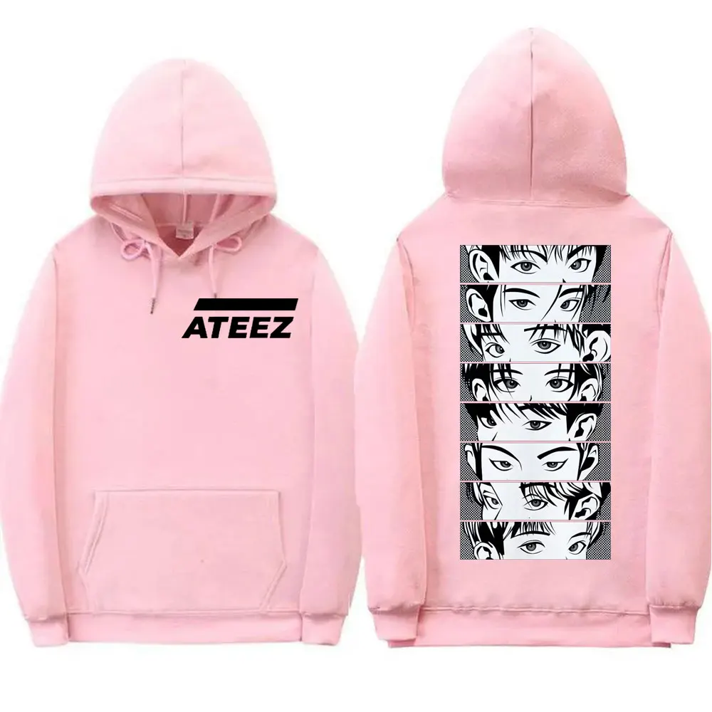 Kpop Band ATEEZ Eye Print Hoodie Men Women Hip Hop Trend Vintage Hooded Sweatshirt Fashion Casual Oversized Pullovers Streetwear