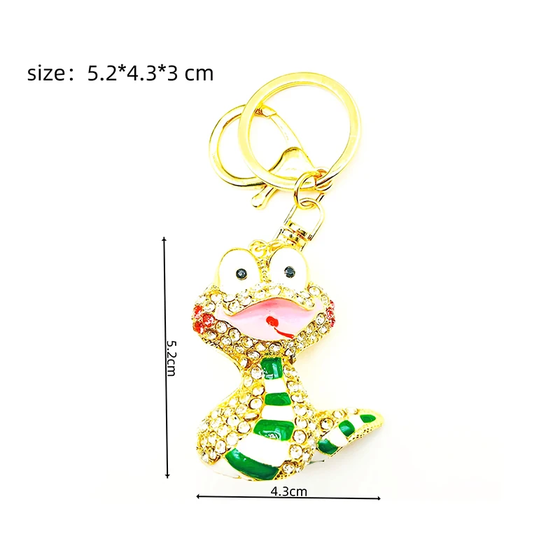 Cartoon Diamond Studded Drip Oil Zodiac Snake Alloy Keychain Creative Cute Animal Bags Pendants Accessories Creative Gifts