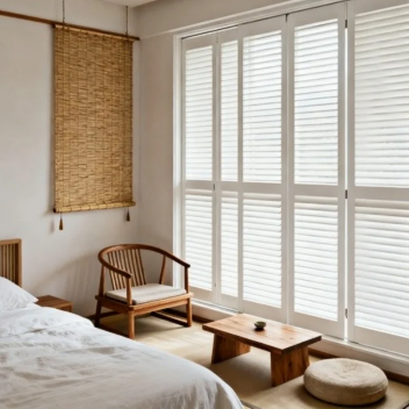 Light Blocking Louvered Window Shutters with Hidden Tilt Rod and Privacy Control for Bedroom Windows Blinds Shades & Shutters