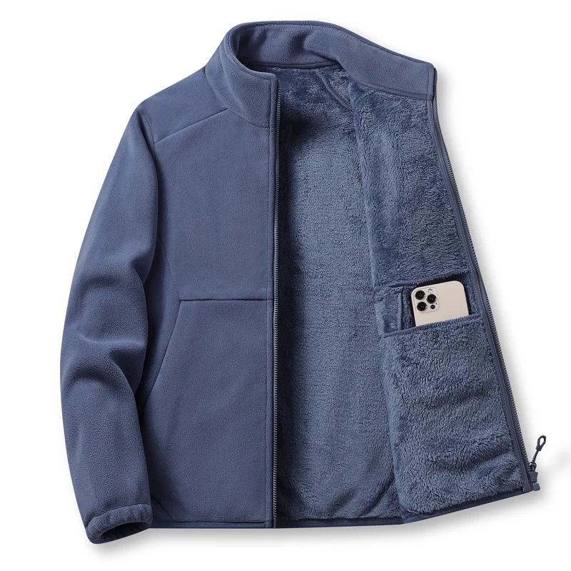 Autumn And Winter New Loose Fashionable Versatile Thick Warm Stand Up Collar Jacket For Men'S Casual Outdoor Sports Flannel Coat